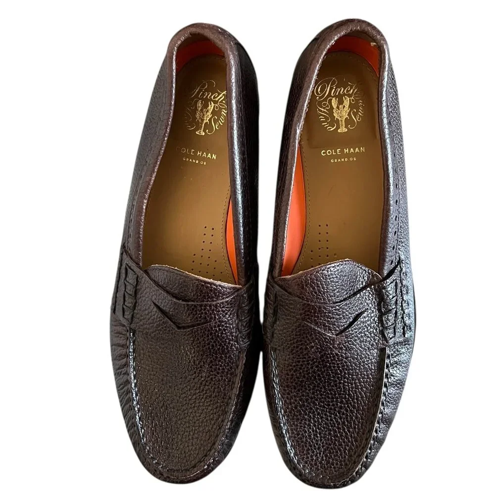 Cole Haan Men's NEW Grand O's Maine Pinch Pebbled Leather Loafers Size 9